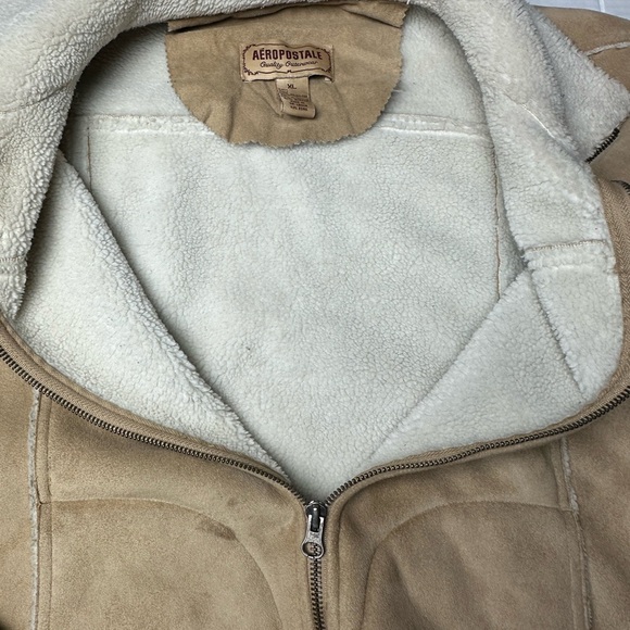 Aeropostale Quality Outerwear Women's XL Tan Sherpa lined Faux Suede Vintage Y2K - Picture 4 of 7
